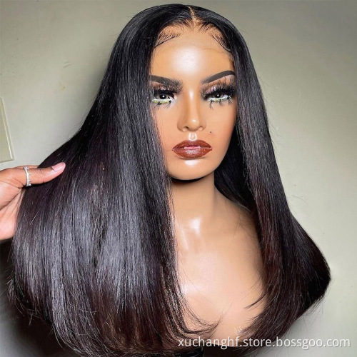 Brazilian Virgin human Hair Lace Front Cuticle Aligned Wig Factory Short Bob Wig With Transparent Lace,Natural Hair Line Wig